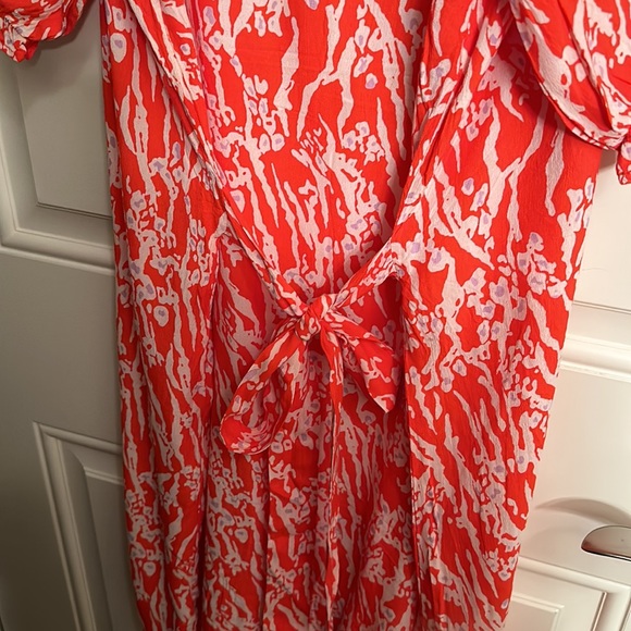 Anthropologie Ichi orange/white self tie dress. Size 42 - Picture 6 of 8